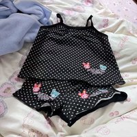 Japanese Cute Cartton Mp Embroidery Jojifuku Polka Dot Sleeveless Camisole + Shorts 2 Piece Sets Womens Outfits Sweet Y2k Suits
