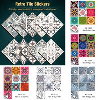 10pcs/set Grey Tile Pattern Tiles Sticker Kitchen Bathroom Wardrobe Tables Art Mural Home Decor Peel & Stick PVC Wall Decals