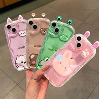 Cute 3D Ears Bear Rabbit Ugly Frog Case For POCO F3 F7 F8 Ultra X7 X6 M7 Pro X3 NFC Xiaomi 14 15T PRO Soft Wave Side Cover