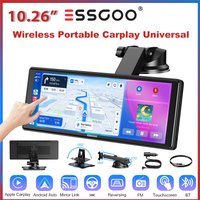 ESSGOO 10,26 Zoll tragbare, kabellose Carplay-Universalhalterung für Wohnmobile, LKWs, Autoradios, Touchscreen, GPS, NAVI, WIFI, Android Auto, Bluetooth, FM, Lenkradsteuerung, Touchscreen