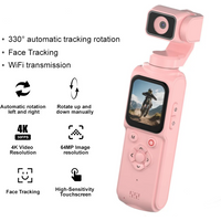 Kaysunlink 4K Pocket Camera Handheld Stabilized Camcorder 64MP 330° Auto-Tracking Rotation 1.7-inch Touchscreen for Vlogging