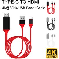 2M laptop Phone USB Type-c To HDMI TV HDTV 4K@30Hz 1080P Projection Same Screen Cable HD Conversion PC Computer USB Power Cable