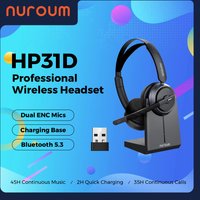 Nuroum HP31D Wireless AI Noise Cancellation Headset With Charging Stand Mics Bluetooth USB/Type-C/Type-A For Computer Phone
