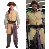 Backroom Captain Clark Cosplay Costume Pirate Outfit Waistcoat Hat Shirt Waist Sash Belt Set Halloween Masquerade Roleplay Suits