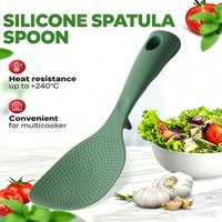 1Pcs Green Food Grade Silicone Rice Spoon Non-stick Cooking Spoon Anti Scalding Shovel Spatula for Tableware Kitchen Gadgets