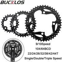 2*10S 3*10S 3*9S Bicycle Chainring 104BCD 64BCD MTB Chain Ring Bike Chainwheel 22/24/26/32/38/42/44T for Double/triple Crankset