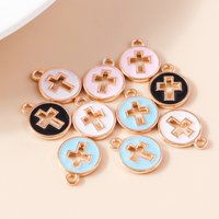Leslie 10pcs/lot 11*14mm Enamel Charms Hollow Cross Charms Pendants for Earrings Necklaces DIY Jewelry Making Accessories