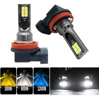 2 Stück H8 H11 H16 JP 9005 HB3 9006 HB4 H7 H4 LED-Lampe Superhelle Auto-Nebelscheinwerfer Tagfahrlicht 12V 6000K Weiß