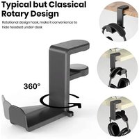 360° Rotating Adjustable Headphone Stand, No-Punch Desktop Headset Holder Hanger Hook for Gaming Desk, Compatible Sony Bose