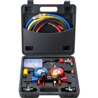4 Way AC Gauge-AC Manifold Gauge Set 5ft Hoses for R134A/R22/R12/R410A Work on Car Auto Freon Charging and Evacuation