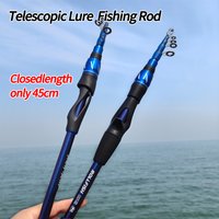 ROLLFISH 45cm Portable Telescopic Travel Spinning/Casting Lure Fishing Rod Carbon Fiber High-Sensitivity Design