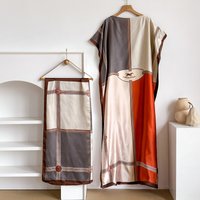 New Summer Fashion Women's Kaftan Dress with Big Scarf Loose Abaya Muslim Casual Print Shawl Robe African Style Dubai Turkey