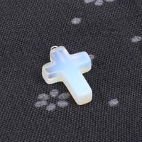 1pcs Fashion Natural Stone Pendant Cross Opal Agate Amethyst Healing Crystals Stone Charms For Jewelry Making DIY Necklaces