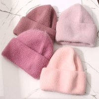 Bonnets tricotés en fourrure de lapin Angola pour femmes, mode solide et chaud, en laine de cachemire, Skullies, chapeaux épais à trois volets, hiver