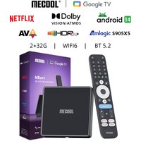 MECOOL MEon1 Netflix Certified TV Box S905X5M Android 14 Google TV 2GB 32GB 1000M WiFi6 Dolby Vision Atmos 4K AV1 Smart TV Box