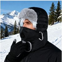 AliExpress NONE 2-Piece Winter Outdoor Riding Hat with Earmuffs, Mask and Goggles -Thickened Windproof Fleece Lei Feng Hat Unisex, New Ski Style