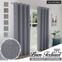 2pcs Linen Textured Blackout Curtains – Linen-Look Coated Thick Fabric Grommet Top Drapes for Bedroom & Living Room, Noise Reducing Energy Saving Window Panels for Home Decor 135GSM