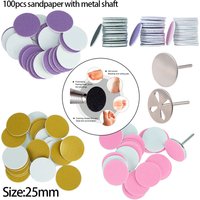 25mm 100pcs/Box Replacement Sandpaper Disc with Metal Shaft Set Manicure Pedicure Sanding Paper Remove Dead Skin Calluses Tools