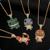 Anime Character Little Charizard, Bulbasaur, Diamond Pendant Necklace, Student Fashion Accessories, Children's Day Gift.