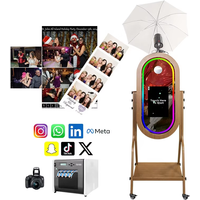 Wooden 21.5 Inch Touch Screen Mirror Photo Booth Selfie Digital Portable Oval Magic Mirror PhotoBooth Wood For Party