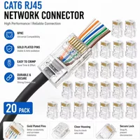 50PCs RJ45 Connector Connector Network Unshielded RJ45 Perforated Crystal Head Network Cable