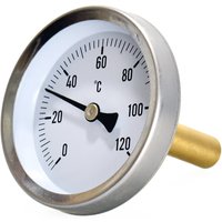 Bimetall-Thermometer-Zifferblatt, 63 mm, Edelstahlgehäuse, Messinghülse, Temperaturbereich 0 bis 120 °C, für verschiedene Verwendungen