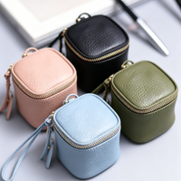 Women's Mini Leather-like Coin Purse, Zippered Small Bag with Wrist Strap for Earbuds, Lipstick, Keys and Daily Essentials