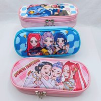 KPop Demon Hunters Pencil Case Dual Zipper Large Capacity PU Leather Pen Bag Cute Stationery Organizer for School Girls Gift