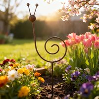 Rustic Metal Snail Garden Stake Rustproof Plant Support Yard Art Ornament for Flower Bed Decor