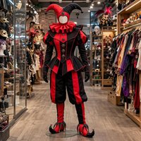 Custom Made Medieval Renaissance Court Clown Outfit Venice Jester Green/Red Costume Fantasy Harlequin Uniform With Hat