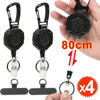 1/2/4Pack Retractable Anti-Theft Phone Holder Smartphone Lanyard Strap & Carabiner Anti-Drop Harness for Hiking Cycling Climbing