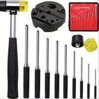Jeu de poinçons à goupille en rouleau avec pochette de rangement, poinçon de frappe, outils de réparation avec poinçons à goupille de bloc d'établi et marteau