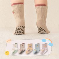 5 Pairs Baby Walking Socks Anti-Skid Soft Sole Toddler Floor Socks Cartoon Fruit Breathable Infant First Walker Socks