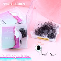 SONG LASHES Extensions de cils en bouquets préfaçés à base pointue, racine fine et pointue, 6D, tige longue, bouquets de volume préfaçés