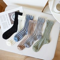 Chaussettes d'Été à Rayures pour Femme, Ultra-Minces, Transparentes, en Clip, Style Coréen, Harajuku, Streetwear, sulfen Nylon