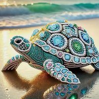 5D Alien Diamond Painting Turtle, DIY Alien Diamond Art Set, Adult Diamond Painting Set, Crystal Diamond Painter Wall Decoration