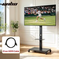 Rolling Floor TV Stand Tilting Height Adjustable for 32-70 Inch Portable TV Trolley Cart