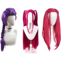 For Kpop Girls Cosplay Wig 2027 Hunters For Kids Purple / Red Long Hair Purple Braids And Ponytail Halloween Cosplay Props