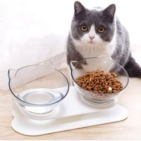 Double bol pour chat, mangeoire surélevée et antidérapante pour eau et nourriture, avec support d'inclinaison, pour petits chiens, chats, chaton, fournitures pour boire