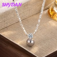 SHYDAN 925 Silver Minimalist Pearl Pendant Necklace Chain For Women Trendy Jewelry