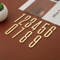 Golden Door Number with Backing Adhesive 7cm Metal House Number Apartment Door Number for Outdoor Hotel Home Mailbox Label