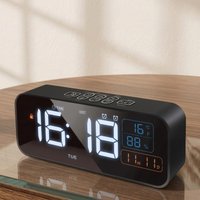 Digital Alarm Clock Temperature Humidity Display Date Week Calendar Alarm Tone Adjustable Brightness Sound Desk Clock
