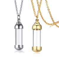 Stainless Steel Glass Cremation Urn Pendant Ashes Holder Memorial Pendant Necklace Keepsake Jewelry with Chain 3 Colors