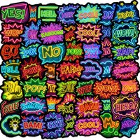 50 Pcs Cool Comic Bubble Scrapbook Stickers No Repeat for Diary Album Notebook Phone Helmet Skate Scrapbook Car Decorate Decals