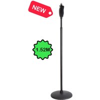Yinyu Heavy Duty Round Base Microphone Stand with One-Hand Metal Clutch Adjustable Height 0.95-1.52M for Studio Karaoke Stage