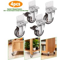 4PCS Side Mount Casters 1.25 Inch L-Shaped TPR Caster 360° Swivel Plate Locking Castor for Furniture,Kitchen,Cabinet,Table,Cart