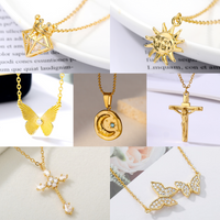 Retro Cross Zirconia Pendant Women's Necklace 18K Gold-Plated Butterfly Heart Y2K Holiday Jewelry Necklace Gift