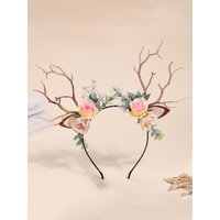 Forest-Themed Synthetic Antler Flower Hairband, Fairy Tree Top Hairband, Cosplay Headwear for Christmas and Halloween, Photo and