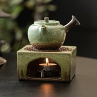Kiln Change Tea Warmer Candle Heating Base Fruit Flower Tea Insulation Furnace Household Tea Warmer Retro Square Teapot Heater