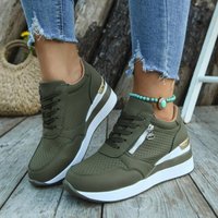 Women's Lightweight Wedge Sneakers Thick Sole Breathable Running Sports Shoes Woman Plus Size Fashion Lace Up Platform Sneakers